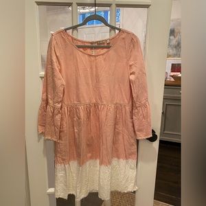 Holding Horses blush and white ombré gathered dress with raw hem - size 12